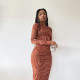 EVE Long Sleeve Print Bodycon Dress GJYO-296806