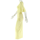 EVE Solid Color Backless Split Maxi Dress GJYO-303387