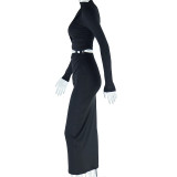 EVE Long Sleeve Solid Color Two Piece Skirts Set GJYO-711079