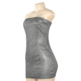 EVE Solid Color Glitter Tube Tops Dress GAXB-A561DS