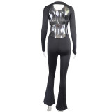 EVE Sexy Backless Long Sleeve Flare Jumpsuit GJYO-003871