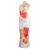EVE Print Wrap Chest Maxi Dress GAXB-C033DS