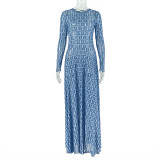 EVE Print Long Sleeve Maxi Dress GJYO-303367