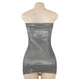 EVE Solid Color Glitter Tube Tops Dress GAXB-A561DS