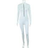 EVE Solid Color Zipper Tight Jumpsuit GJYO-003990