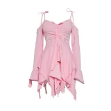 EVE Solid Color Irregular Sling Mini Dress ASL-6696