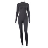 EVE Solid Color Zipper Tight Jumpsuit GJYO-003990