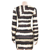 EVE Stripe Print Long Sleeve Mini Dress GAXB-A628DS