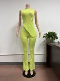 EVE Sleeveless Solid Color Irregular Tops Pants Suit FSL-198