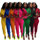 EVE Solid Color Zipper Coat Two Piece Pants Set AIL-252