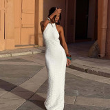 EVE Solid Color Sleeveless Backless Maxi Dress FL-25234