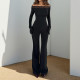 EVE One Shoulder Long Sleeve Patchwork Jumpsuit FL-25424