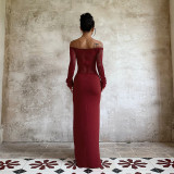 EVE One Shoulder Long Sleeve Lace Maxi Dress FL-25437