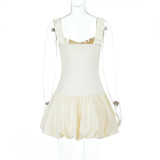 EVE Sleeveless Solid Color Sling Mini Dress FL-25273