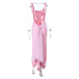 EVE Solid Color Bow-tie Backless Maxi Dress FL-25275
