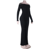 EVE One Shoulder Long Sleeve Patchwork Jumpsuit FL-25424