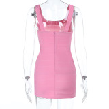 EVE Sleeveless U Neck Solid Color Mini Dress FL-25258