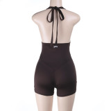 EVE Sleeveless Backless Halterneck Romper FL-XY25453PFO
