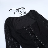 EVE Lace Patchwork Long Sleeve Jumpsuit FL-YL25434MHO