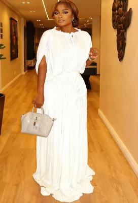 EVE Solid Color Press Pleated Maxi Dress GMYU-11045