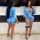 EVE Print Half Sleeve Shirt Three Piece Shorts Set SH-391346