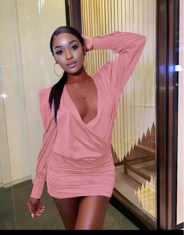 EVE Solid Color Backless Mini Dress GMYU-6510