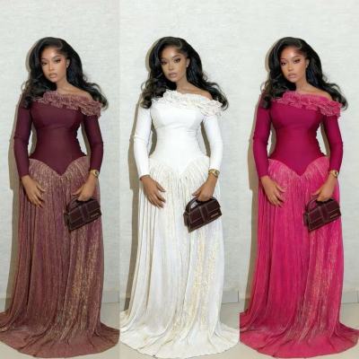 EVE Retro Pleated Long-Sleeve Evening Dress GADE-11127