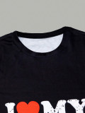 EVE Letter Print Short Sleeve T Shirt Two Piece Short Set SH-391470
