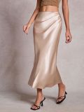EVE Solid Color Satin Long Skirt ANDF-8140