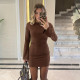 EVE Long Sleeve Solid Color Dress+Skirts 2 Piece Set  ANDF-2602