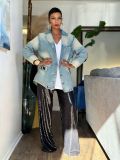 EVE Plus Size Vintage-Washed Denim Blazer Jacket GYLN-8925