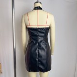 EVE PU Leather Sleeveless Bandage Dress GPBY-9988