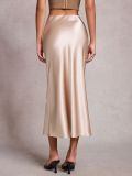 EVE Solid Color Satin Long Skirt ANDF-8140
