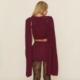 EVE Solid Color Sleeeless Two Piece Skirts Set ANDF-2601