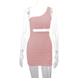 EVE Water Ripple Off Shoulder Sexy Mini Dress YMYF-9264