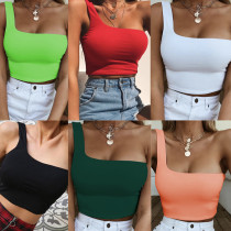 EVE Single Shoulder Solid Color Tops YMYF-8803