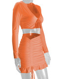 EVE Ruffles Tie Up Tops Drawstring Skirt Two Piece Set YMYF-0905