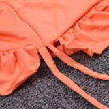 EVE Ruffles Tie Up Tops Drawstring Skirt Two Piece Set YMYF-0905