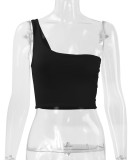 EVE Single Shoulder Solid Color Tops YMYF-8803