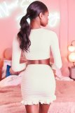 EVE Ruffles Tie Up Tops Drawstring Skirt Two Piece Set YMYF-0905