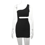 EVE Water Ripple Off Shoulder Sexy Mini Dress YMYF-9264