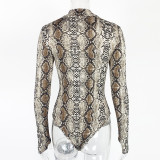 EVE Long Sleeve Snake Print Bodysuit GZJF-1243