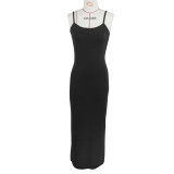 EVE Solid Color Sling Slim Maxi Dress GZJF-10106