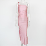 EVE Sexy Sling Ruched Split Maxi Dress GZJF-1193