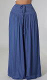 EVE Solid Color Loose Casual Ice-Silk Pants XHXF-8636