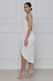 EVE Solid Color Sling V Neck Midi Dress XHXF-257