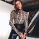 EVE Long Sleeve Snake Print Bodysuit GZJF-1243