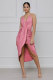EVE Solid Color Sling V Neck Midi Dress XHXF-257