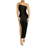 EVE Sexy Sling Ruched Split Maxi Dress GZJF-1193