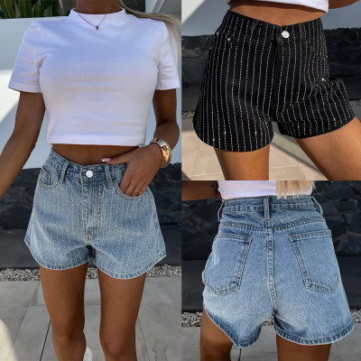 EVE Hot Drill Straight Denim Shorts GYAN-16865